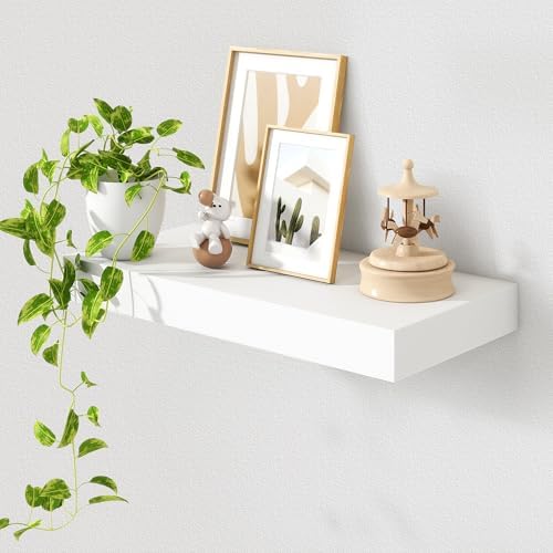 FLYJOE Deep Floating Shelves, 24'' x 12'' White Shelves for Wall Set of 1