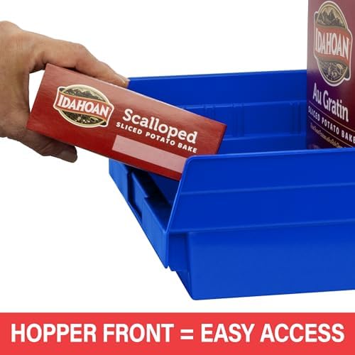 Akro-Mils 30178 Heavy Duty Plastic Shelf Bins, 18"x 11"x 4", Green, 12-Pk