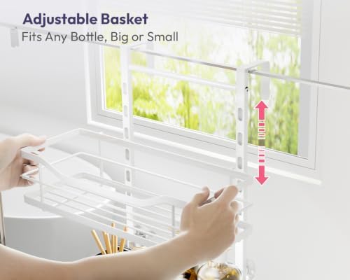 SWTYMIKI Over the Door Shower Caddy - 5 Tier Adjustable Shower Organizer Hanging with Soap Holder, No Drilling Stainless Steel Bathroom Rack Hanging for Body Wash, Shampoo, Soap, Razor, White