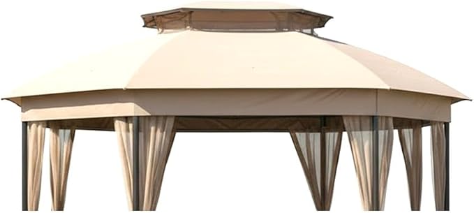 Garden Winds Reinforced Replacement Canopy Top Cover Compatible with The Wilson & Fisher Jefferies 10' x 12' Gazebo - Classic Sand, Riplock 350