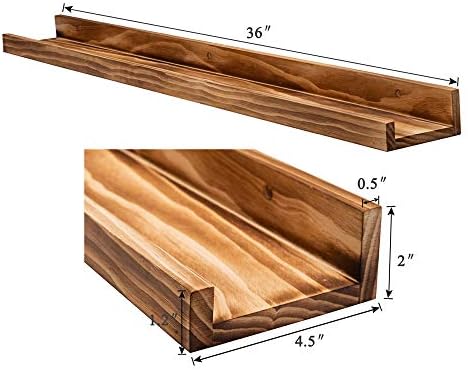 AZSKY Rustic Wood Floating Shelves for Nursery Books Long Wall Bookshelf Photo Picture Ledge Shelf with Lip Wall Shelf for Kids Bedroom Bathroom Living Room Office Frames 36 Inches Set of 2