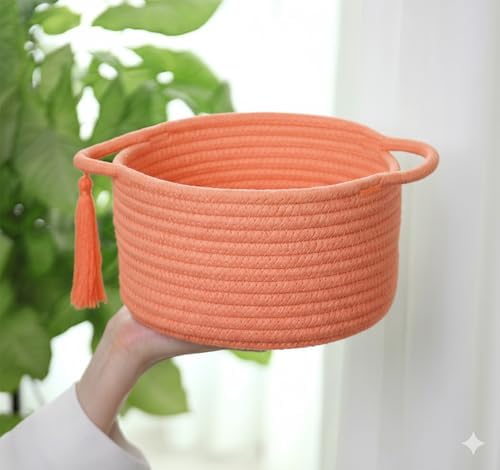 Small Gift Basket Empty to Fill with Gifts Bag & Ribbon, Orange
