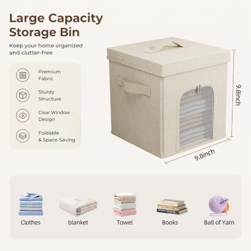 FHSQX 3 Packs Fabric Collapsible Storage Bins with Lids