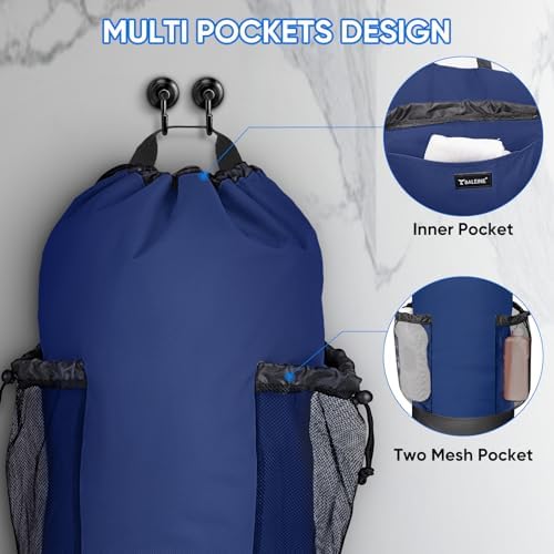 BALEINE 2PK 120L Laundry Bag Backpack, 900D Oxford Fabric Large Travel Laundry Bags with Shoulder Straps and 2 Mesh Pockets for College Dorm, Apartment, Laundromat (Navy, 120L)