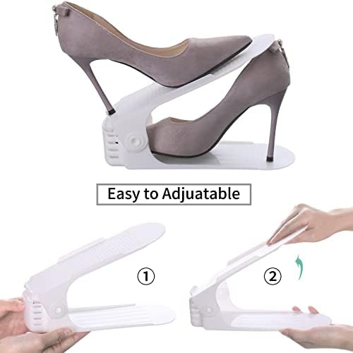Antigo Shoe Slot Organizer 20 Pack - Adjustable Shoe Stacker for Closet Storage, Space Savers 50%, Double Layer Stackable Shoe Holder Rack for Sneakers Heels and Flat(White)