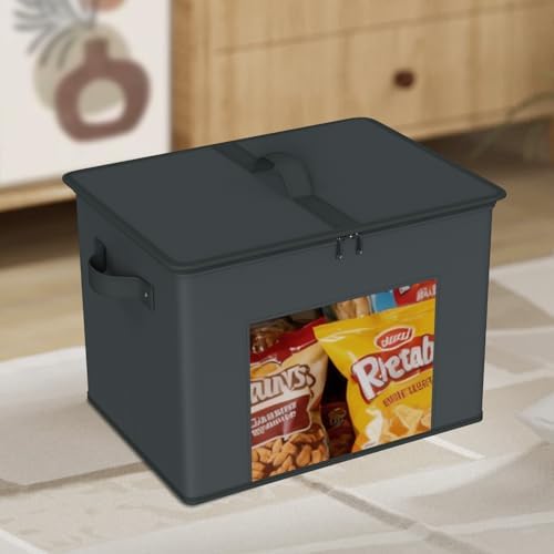 Zilink Fabric Organizer Bins with Lids Cloth Storage Bins, Dark Grey, 4Pack