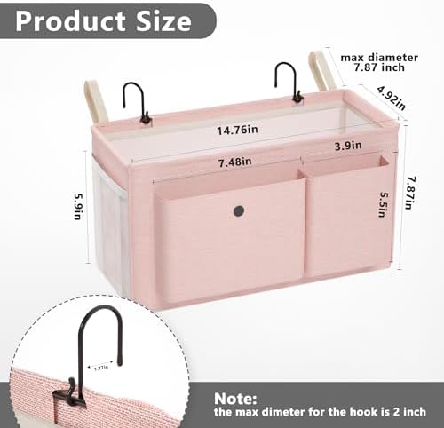 Bedside Caddy Bedside Storage Hanging Organizer for Bunk Dorm Bed Rail