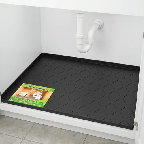 Mateeylife Under Sink Mat Kitchen Waterproof, Silicone Sink Tray 22"X19"