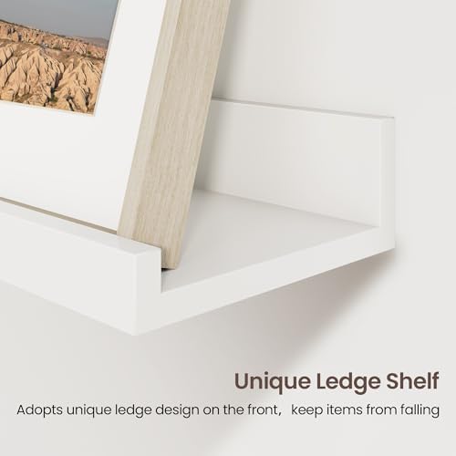 Axeman Picture Ledge Shelf, 36 Inch White Floating Shelves Set of 3