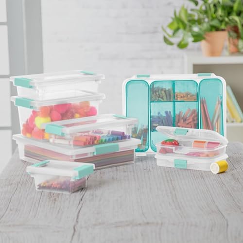 Sterilite Clip Box, Stackable Clear Plastic Bins- Small, 18-Pack