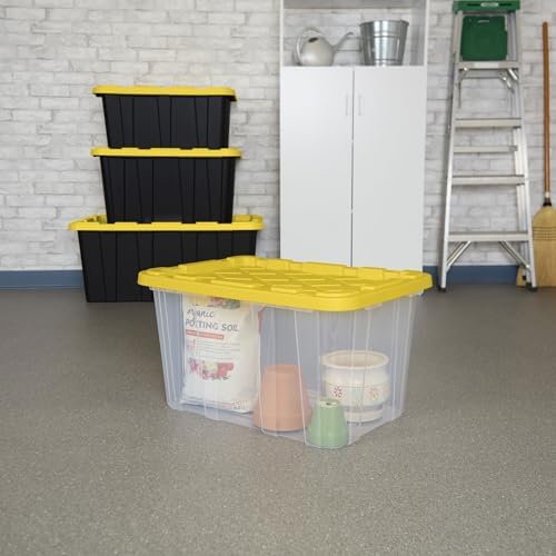 Sterilite Industrial Storage Tote with Lids for Garage, 27 Gallon, 16-Pack