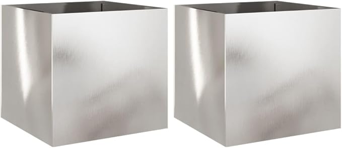 Stainless Steel Rectangular Planters Set of 2 Large Decorative Inlays with Polished Finish for Indoor Outdoor Greenery Display and Modern Home Decor