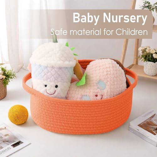 JMvicyroam Small Woven Basket, Empty Gift Basket, Orange/2 Pack