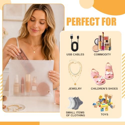 100 Pcs 8 x 10 Inch Frosted Zipper Bags for Clothes Bathing Suit