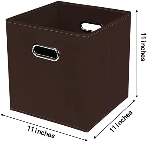 Fabric Cloth Storage Bins,Fabric Cube Bins Organizer with Dual Handles Foldable Cube Storage Baskets for Home Bedroom Storage,Set of 3,(Coffee)