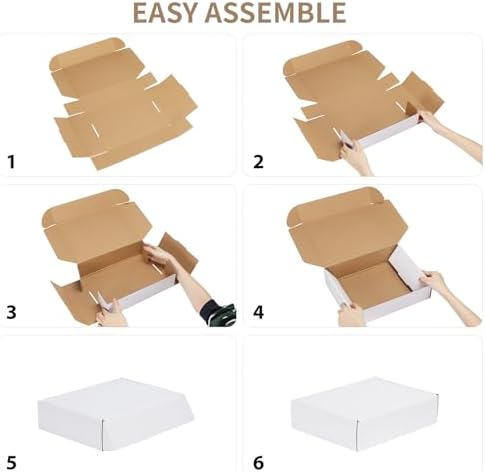 RLAVBL 100 Pack 7x5x1 Small Shipping Boxes, White Corrugated Cardboard Mailer Box for Packing Mailing Small Business