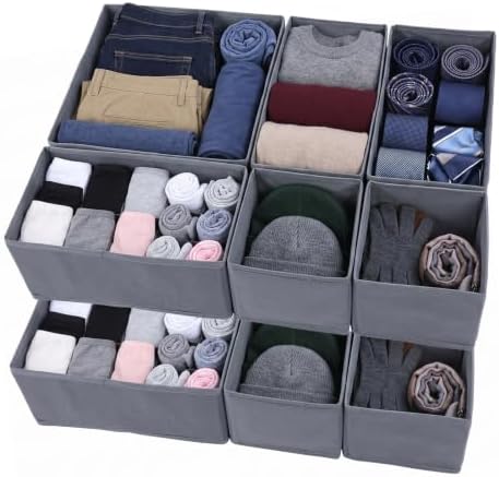 OTraki Drawer Organizer for Clothes & Underwear 10 Pack Bra Sock Organizer