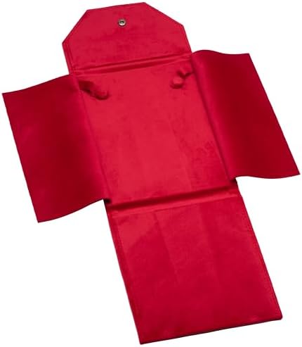 Velvet Necklace Jewelry Travel Folder Storage Display Case (Red)