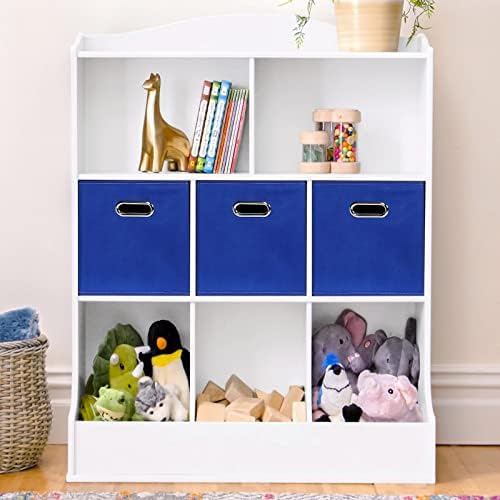 Dark Blue Fabric Storage Bins, Set of 3, 11x11x11, Foldable Cube Bins for Cloth or Accessory Storage