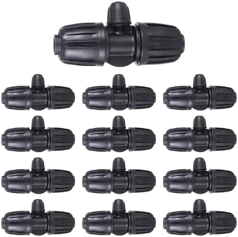 Locked Barbed Tee Connectors,1/2 Inch to 1/4 Inch Irrigation Tubing Fittings Kit for (1/2'' ID x 0.60''-0.63'' OD) 16mm Drip Tubing (20 Pcs Barbed Tee 3-Way)