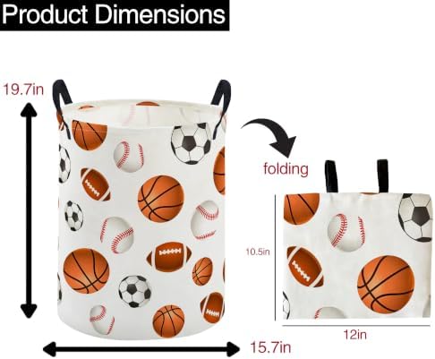 ESSME Kids Laundry Basket,Boys Hamper Collapsible Canvas Waterproof Storage Bin for Boys, Ball Hamper,Gift Baskets(Ball)