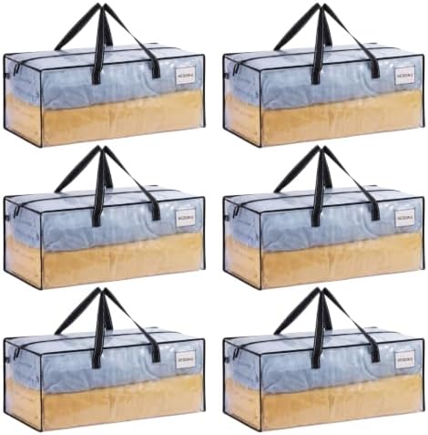 VENO Heavy Duty Moving Bags, Storage Bags, Easy Visibility, Clear, 6 Pack