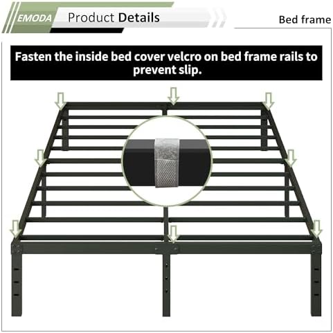 EMODA 14 Inch King Bed Frame with Fabric Cover