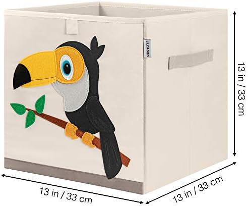 13 Inch Animal Cube Storage Bins, Foldable Fabric Kids Toy Box & Toy Chest