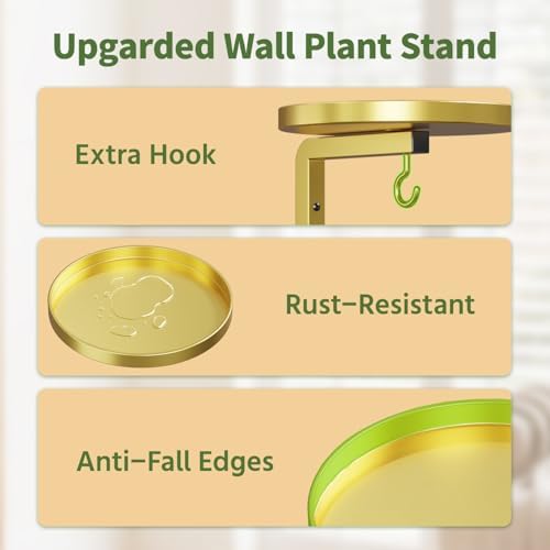 LASZOLA Plant Hanger Holder Window Shelf Wall Mounted Indoor, 2 Pcs Gold