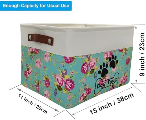 Collapsible Dog Toy Basket Foldable Dog Toy Box Bin for Pet Chew Toys Accessory
