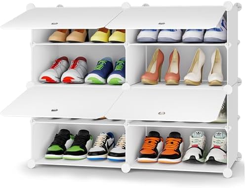 HOMIDEC Shoe Rack Organizer 16 Pair Modular Shoe Storage Cabinet for Closet