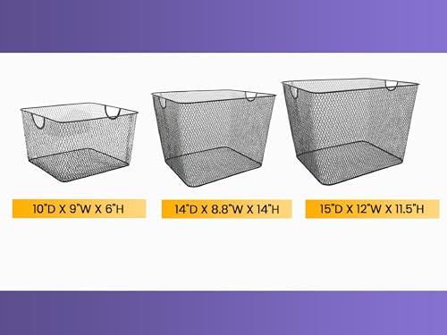 YBM Home Kitchen Pantry Organizer Wire Basket for Shelves, Cabinets, Pantry, Countertop, Mesh Open Storage Bin Metal Basket for Organizing Food Supplies 10” x 9” x 6”, Pack of 12, Silver
