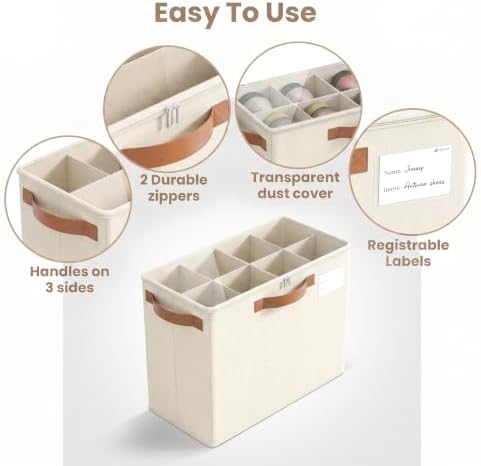 Varhomax Shoe Organizer Box for Closet, Small Foldable Shoe Storage Basket