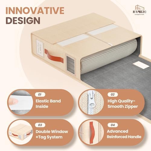 Bed Sheet Organizers, Foldable Linen Closet Storage, 4 Pack, Beige