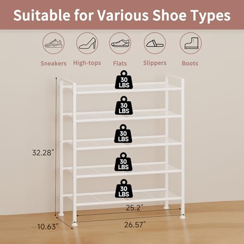 5 Tier Shoe Rack,Metal Shoe Storage