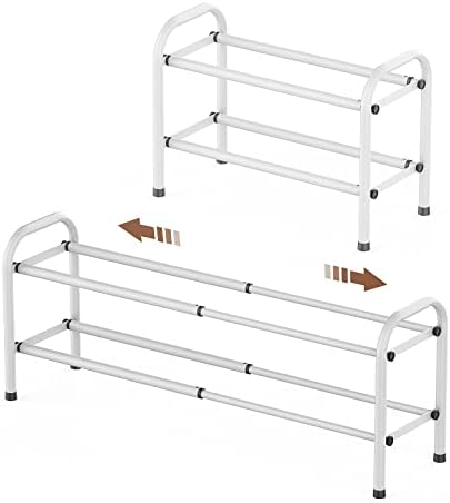 Gonfoam Expandable 2-Tier Shoe Rack for Closet and Entryway, White