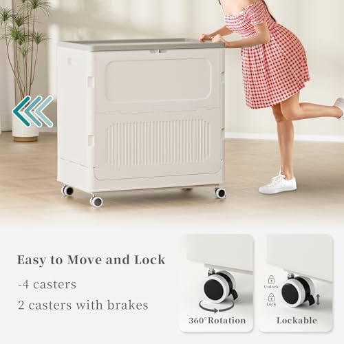 130L Rolling Laundry Hamper with Lid Laundry Basket