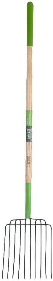 AMES 2826300 10-Tine Welded Steel Bedding Fork with Hardwood Handle, 61-Inch