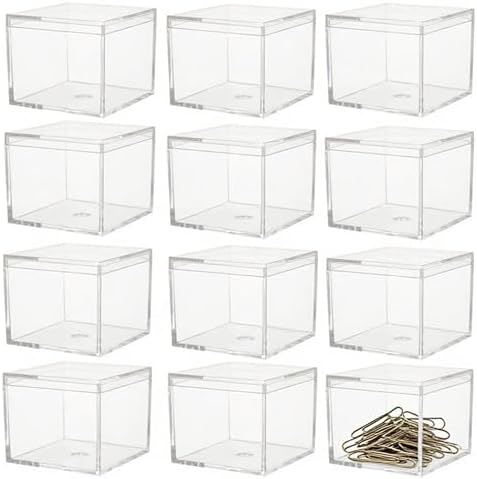 KissYou Acrylic Box with Lid Clear Candy Boxes Square Cube Acrylic Boxes for Display Jewelry Storage Contanier Graduation Wedding Birthday Party Decorative Box