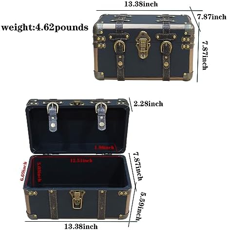 Decorative Storage Box - Antique Wooden Manual Box with Cover, Gift & Home Decor (13.38 * 7.87 * 7.87 inch)