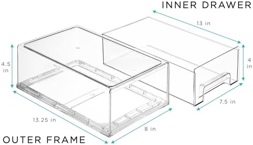Sorbus Clear Stackable Storage Drawers for Refrigerator (Medium, 6 Pack)