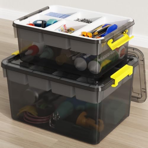20&40Qt Stackable Storage Bins with Lids Trays Craft Box Organizers,2Pack