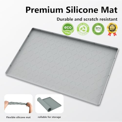 Mateeylife Under Sink Mat Kitchen Waterproof, Silicone Sink Tray 22"X34"