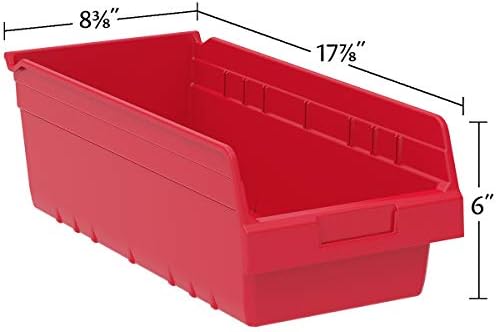 Akro-Mils 30088 Plastic Nesting ShelfMax Storage Bin Box, (18-Inch x 8-Inch x 6-Inch), Clear, (8-Pack)
