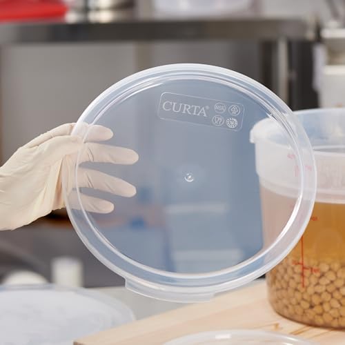 CURTA 6 Quart Translucent Round Food Storage Container with Lid, Pack of 4 – NSF Listed, BPA-Free, Commercial-Grade Polypropylene, Freezer & Dishwasher Safe, Non-Stick, Easy-Read Graduations