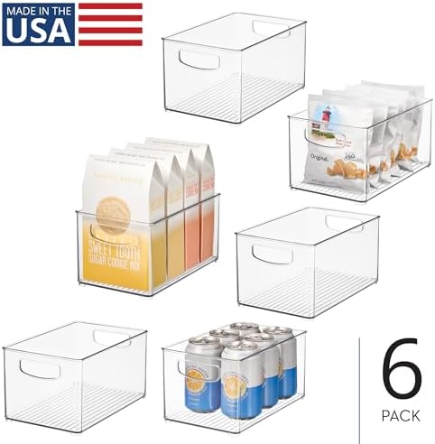 iDesign Stackable Clear Plastic Bin, 6-Pack | Kitchen Organizers and Storage, For Fridge and Pantry