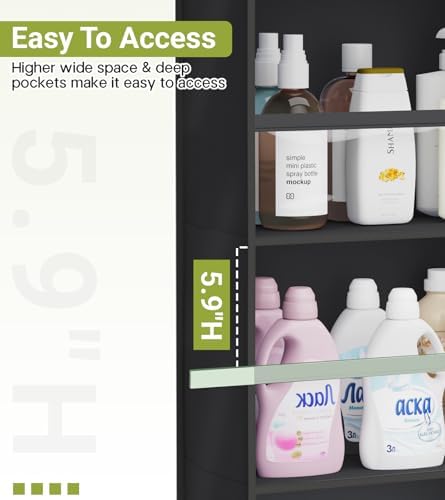 AOODA 2 Pack Over the Door Organizer, Large Capacity Closet Door Hanging Organizer, Clear Deep Pockets Baby Storage for Nursery, Bathroom, Bedroom, Pantry, Diapers (Black)