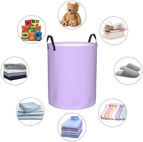 19.6" Large Laundry Hamper Bag, Light Lavender Trend Color Collapsible Laundry Basket Dirty Clothes Organizer Washing Bin for Family Essentials Storage