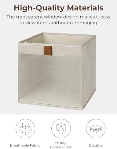 StorageWorks 11x11 Storage Cubes, Fabric Bins, Brown and Beige, 3-Pack