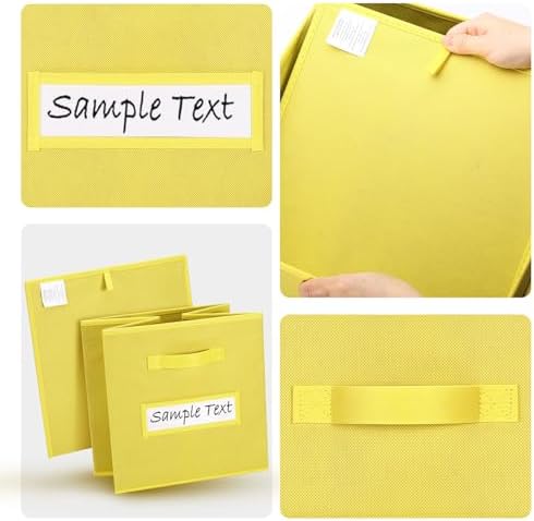 13x13 storage cube bins (Set of 10) Foldable Fabric storage cubes with 10 Labels Window Cards & a Pen,13 inch cube storage bins,Closet Organizers for Shelves,Cubby Organizer Boxes,Dark Yellow